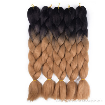 Wholesale Braiding 24 Inch 100G Braid Ombre Two Tone Color High Temperature Synthetic Fiber Braiding Hair Extension
